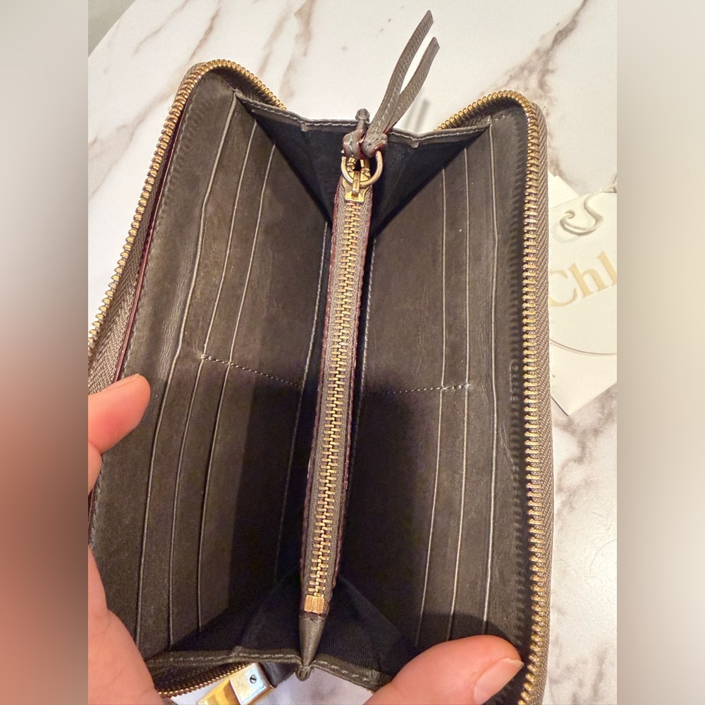 Women's Zip-Around Leather Wallet - Dark Gray - Picture 6 of 13
